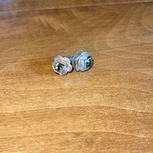 Flower Studs with Purple Gem